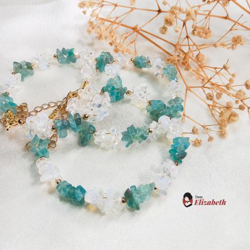 Dainty Pyroxene Jadeite & Opal Chipstones Wire Bracelet - image 2