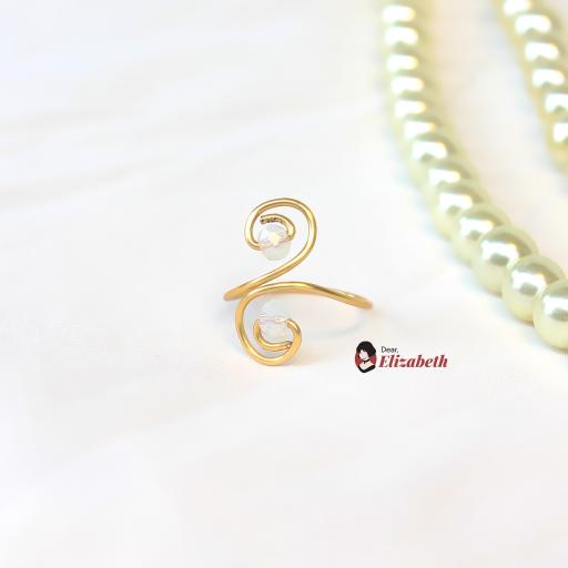 Swirl Double Crystal Wrap Ring - image 1