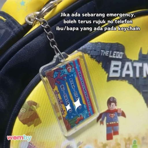 Keychain Beg Sekolah Anak -  Print No Tel Ibu Ayah Van Bas - image 5