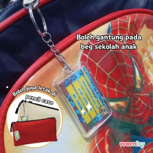 Keychain Beg Sekolah Anak -  Print No Tel Ibu Ayah Van Bas - image 4