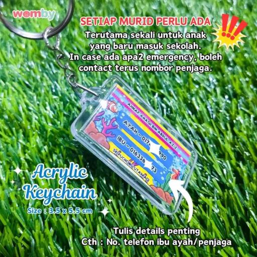 Keychain Beg Sekolah Anak -  Print No Tel Ibu Ayah Van Bas - image 3