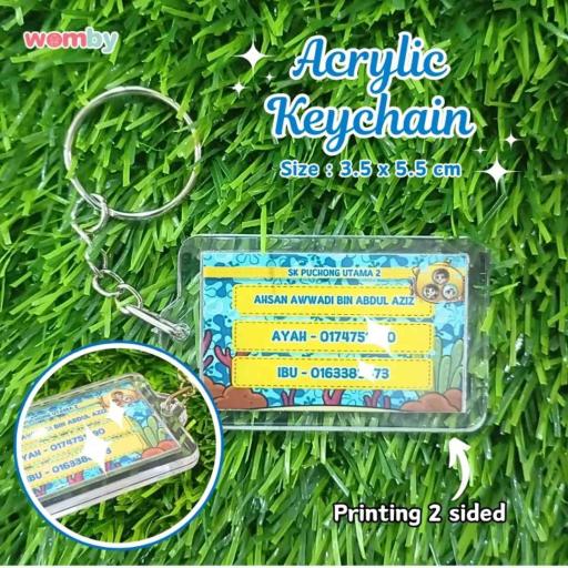Keychain Beg Sekolah Anak -  Print No Tel Ibu Ayah Van Bas - image 2