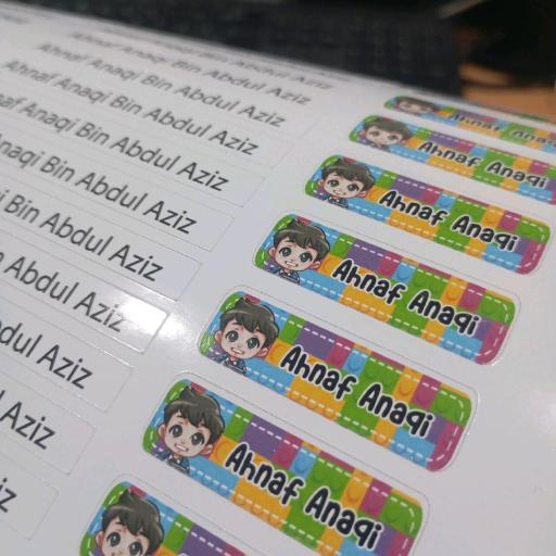 STICKER NAMA MURAH 60 PCS WHITE STICKER BONUS 12PCS STICKER COLOUR MURAH DAN PANTAS SIAP - image 4