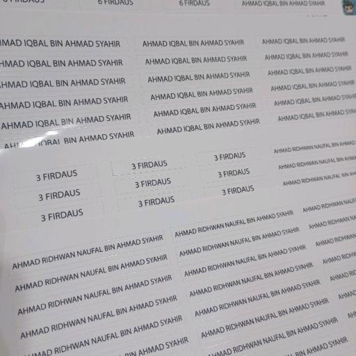 STICKER NAMA MURAH 60 PCS WHITE STICKER BONUS 12PCS STICKER COLOUR MURAH DAN PANTAS SIAP - image 3