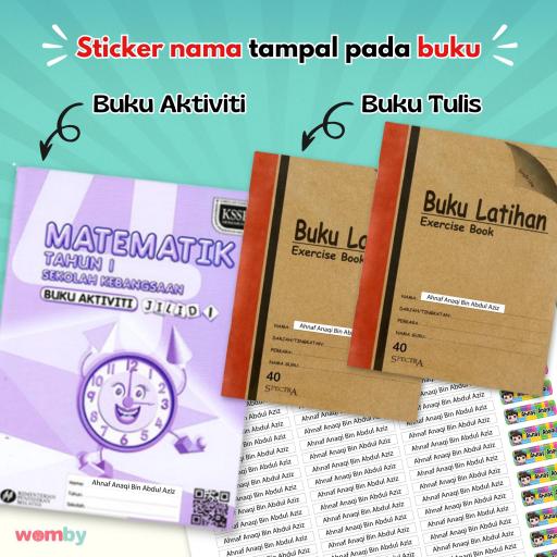 STICKER NAMA MURAH 60 PCS WHITE STICKER BONUS 12PCS STICKER COLOUR MURAH DAN PANTAS SIAP - image 2