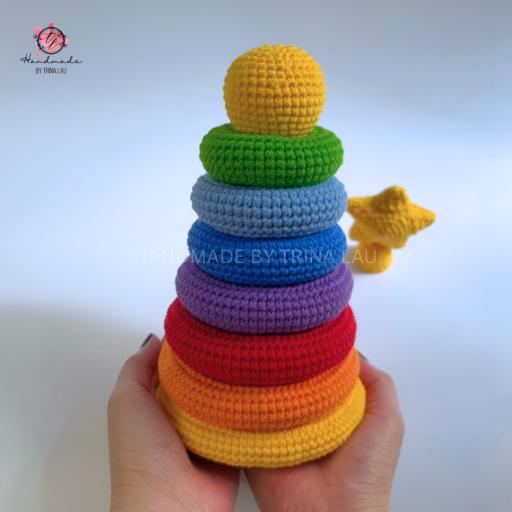 Crochet Rainbow Stacking Tower - image 3