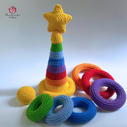 Crochet Rainbow Stacking Tower - image 2