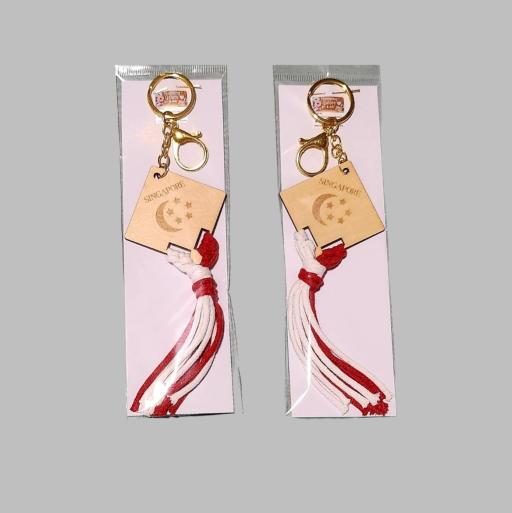 Singapore Wooden Keychain with Tassel - image 2