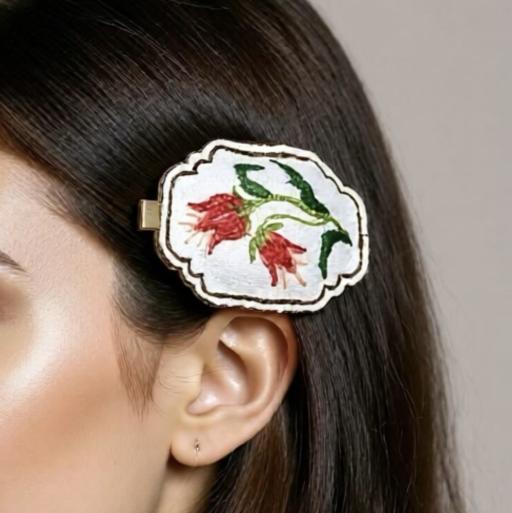 Floral Embroidery Hairclip - image 3