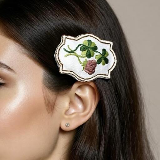 Floral Embroidery Hairclip - image 5