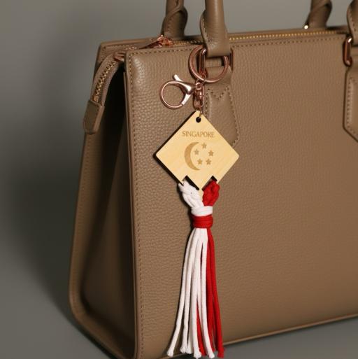 Singapore Wooden Keychain with Tassel - image 5
