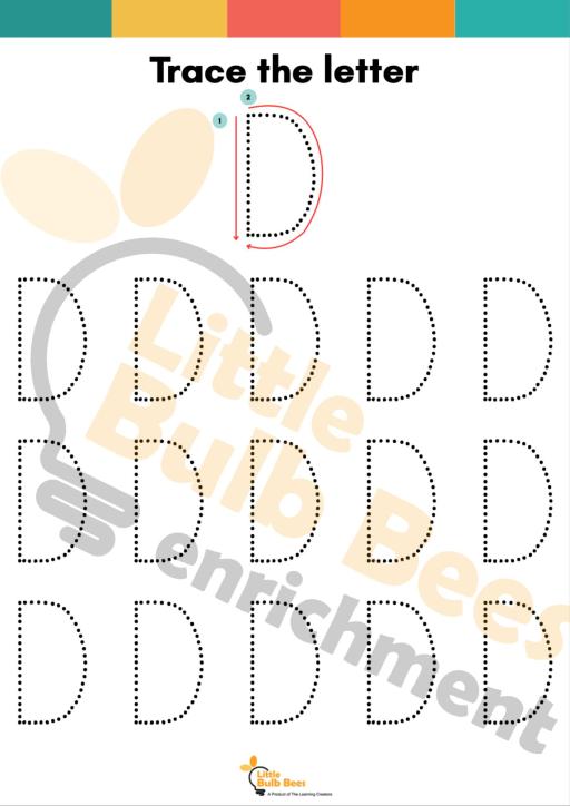 Letter D Tracing Practice Sheets (Printable) - image 1