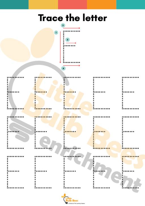 Letter E Tracing Practice Sheets (Printable) - image 1