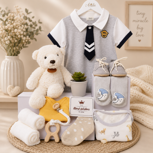 Angeliz Little Tuxedo Onesies Party Grow Premium Baby Hamper Cakebox Gift Set  12 Pcs - image 2