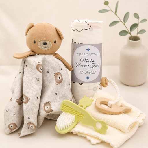 Angeliz Little Bear Snuggle Wooden Baby Hamper Gift Box Neutral 8 pcs - image 2