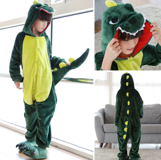 Costume Animal Kids Fleece Dinosaur/Dragon Purple & Green - image 1
