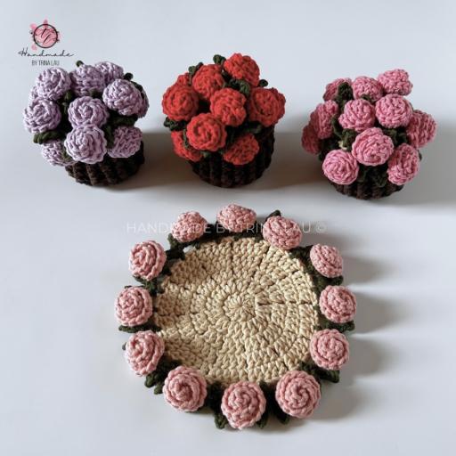 [Pattern] Crochet Rose Bouquet Coaster - image 6