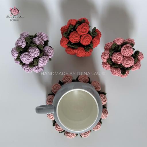 [Pattern] Crochet Rose Bouquet Coaster - image 4