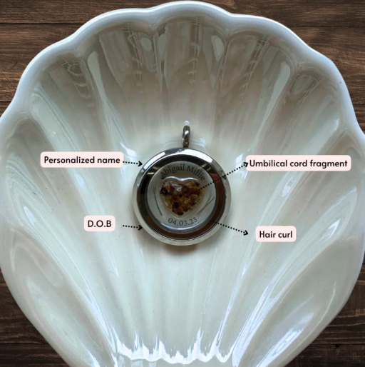 Keepsake Locket | Umbilical cord + Hair Curl + Breast Milk | Name + D.O.B - image 5