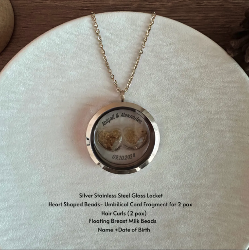 Keepsake Locket | Heart Shaped Bead | Umbilical cord + Hair Curl + Breast Milk - image 3