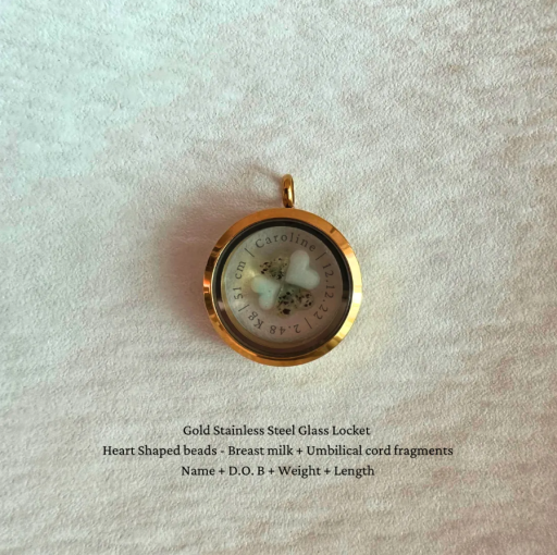 Keepsake Locket | Umbilical Cord + Breast milk | Name + D.O.B + Weight + Height - image 3
