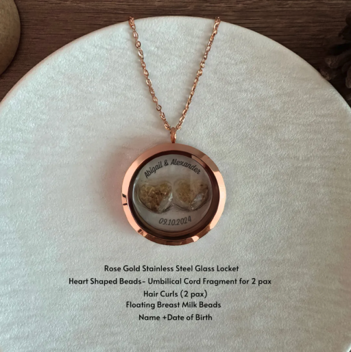 Keepsake Locket | Heart Shaped Bead | Umbilical cord + Hair Curl + Breast Milk - image 2