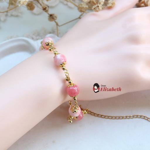 Lady Julia Pink Jade Regency Chained Bracelet - image 3