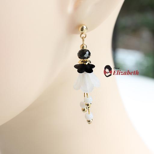 Layla White Lily Dangling Flower Ear Cuffs - image 1
