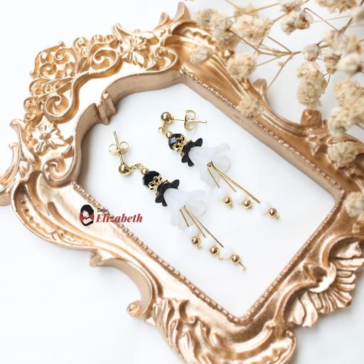 Layla White Lily Dangling Flower Ear Cuffs - image 3