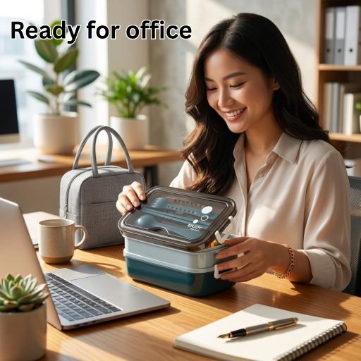 304 Stainless Steel Lunch Box Bekas Makanan Tahan Panas 1.5L Double Layer Bento Set and Bag BPA Free - image 10