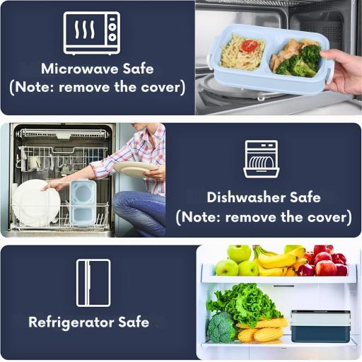 304 Stainless Steel Lunch Box Bekas Makanan Tahan Panas 1.5L Double Layer Bento Set and Bag BPA Free - image 8