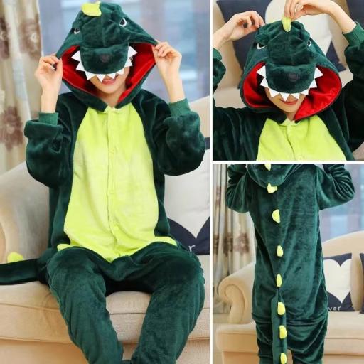Costume Animal Adult Fleece Dinosaurs/Dragon Green & Purple (S - XL) - image 1