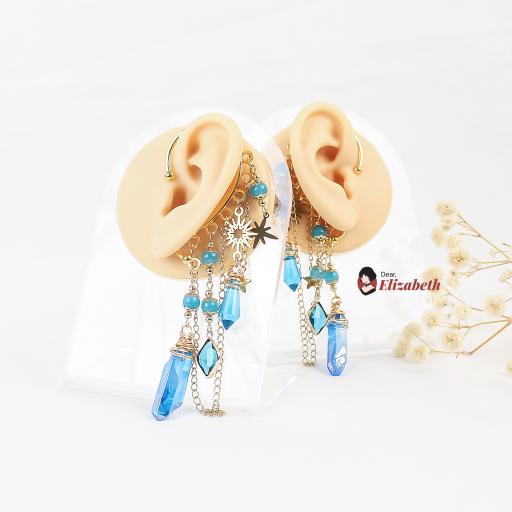 Nerissa Mystica Blue Quartz Crystal Hook Ear Cuffs - image 2