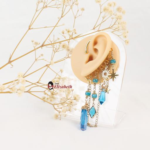 Nerissa Mystica Blue Quartz Crystal Hook Ear Cuffs - image 3
