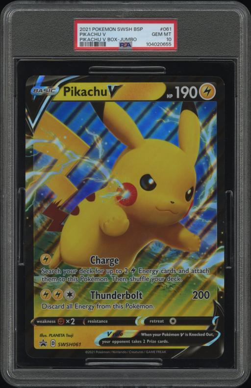 2021 POKEMON SWSH BLACK STAR PROMO SWSH061 PIKACHU V PIKACHU V BOX-JUMBO PSA 10 - image 2
