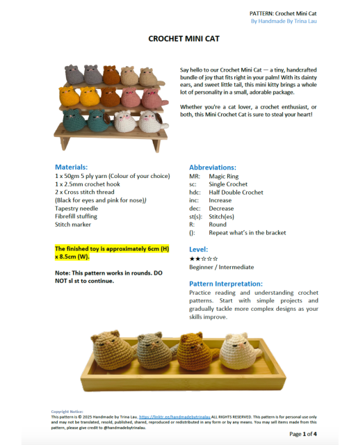 [Pattern] Crochet Mini Cat - image 3