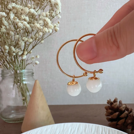 Peony Pearl Shaped Dangling Earring - image 3