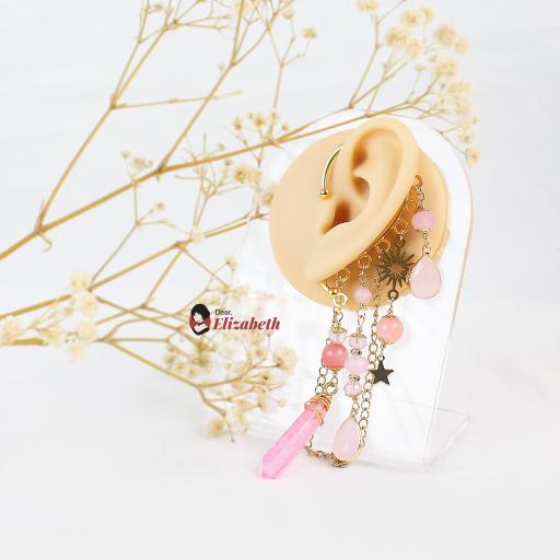 Philomena Mystica Pink Quartz Crystal Hook Ear Cuffs - image 3