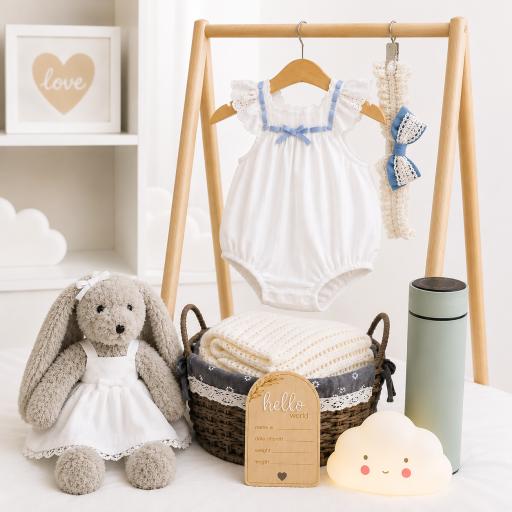Angeliz Bunny Toys Basket Set With Flask & Nightlight Girl 9pcs - image 2