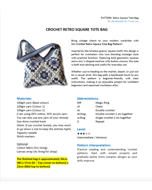 [Pattern] Crochet Retro Square Tote Bag - image 3