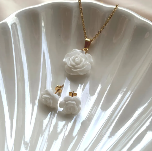 Rosalie Stainless Steel Necklace + Earring Set - image 1
