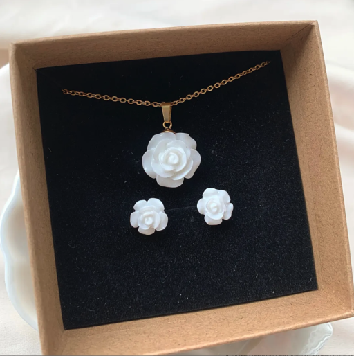 Rosalie Stainless Steel Necklace + Earring Set - image 2