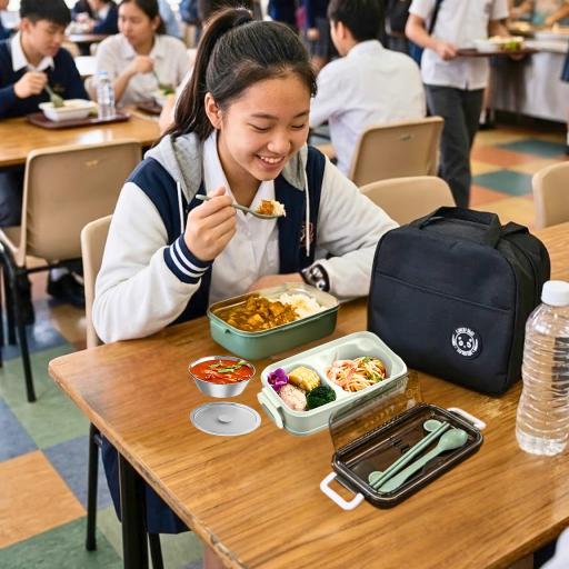 304 Stainless Steel Lunch Box Bekas Makanan Tahan Panas 1.5L Double Layer Bento Set and Bag BPA Free - image 11
