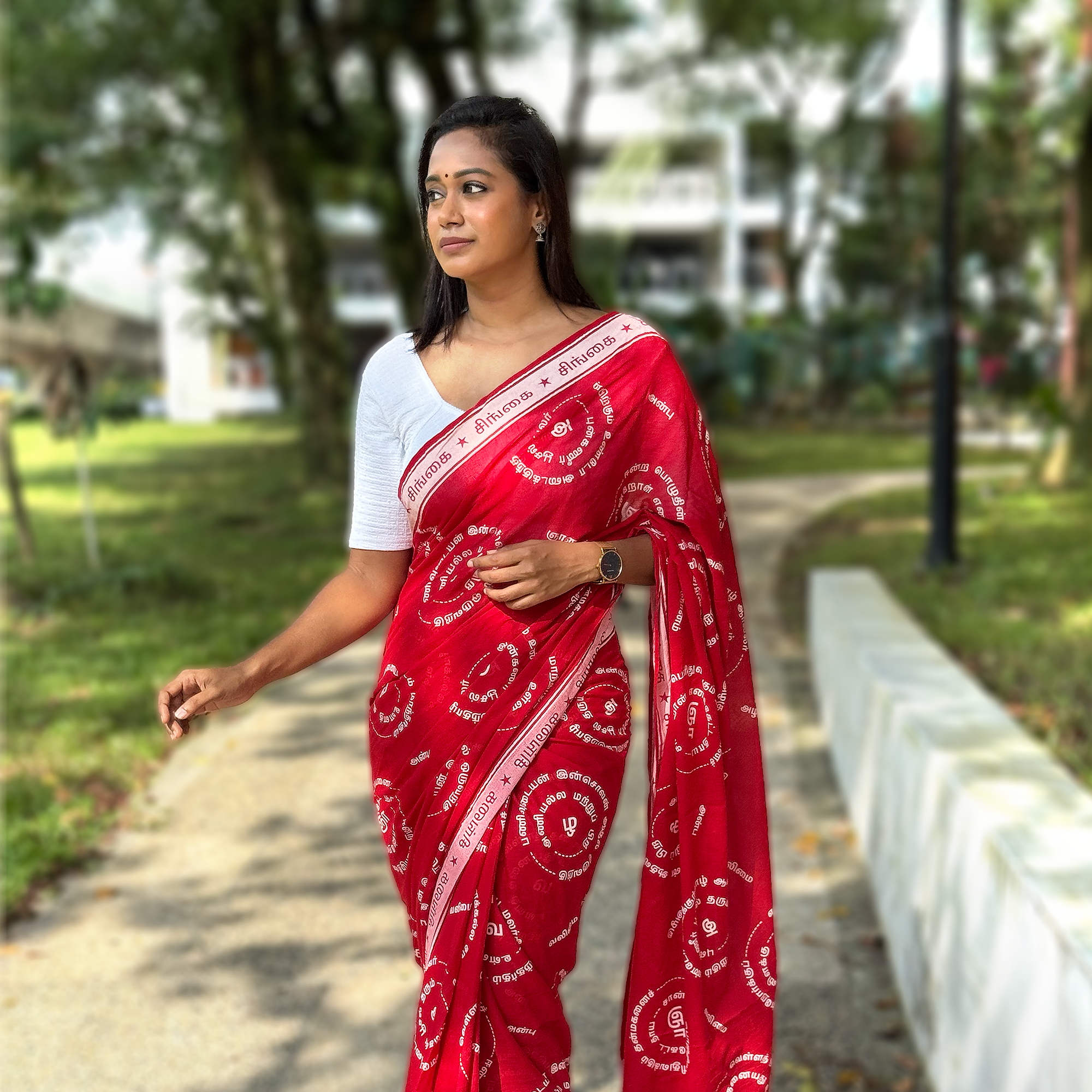 Saree – Thirukkural Typography – Red Cotton – SG60 Edition