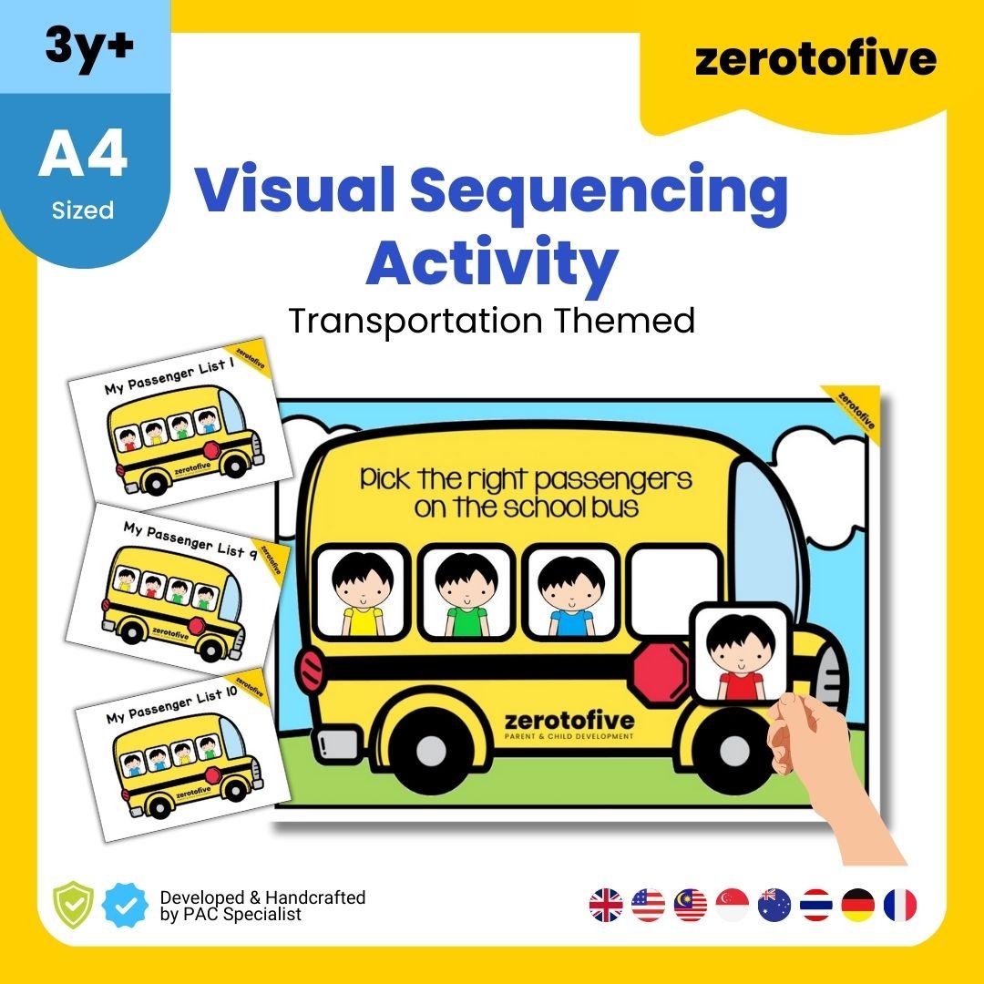 Visual Sequencing Activity Transportation Themed